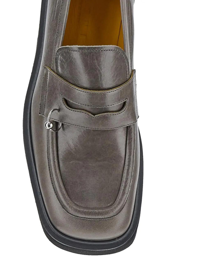 Shop Marni Leather Loafer In Grey