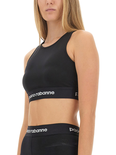 Shop Rabanne Tops With Logo In Nero