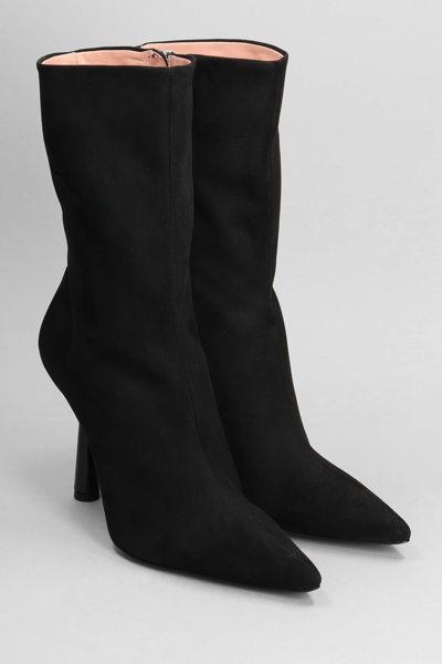 Shop Gia Borghini Rhw7 High Heels Ankle Boots In Black Suede