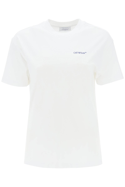 Shop Off-white T-shirt With Back Embroidery In White Blue (white)