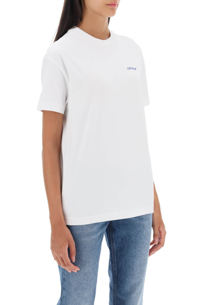 Shop Off-white T-shirt With Back Embroidery In White Blue (white)