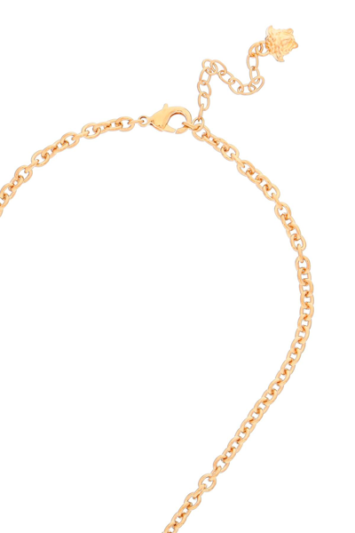 Shop Versace La Medusa Necklace With Crystals In Crystal  Gold (gold)