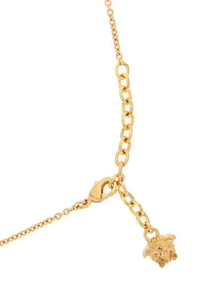 Shop Versace Enameled Medusa Necklace In Black Tribute Gold (gold)