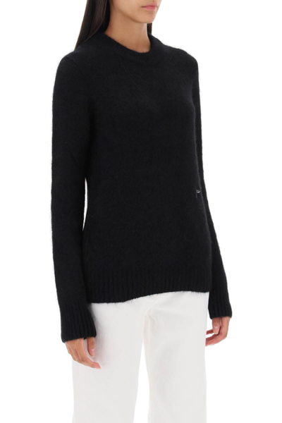 Shop Ganni Sweater In Brushed Alpaca Blend In Black (black)