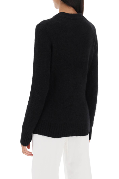 Shop Ganni Sweater In Brushed Alpaca Blend In Black (black)