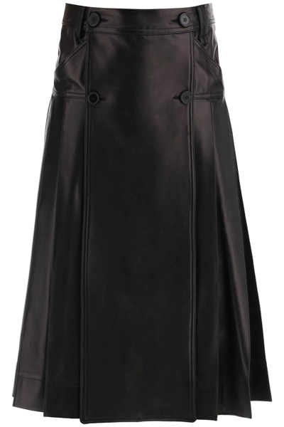 Shop Simone Rocha Pleated Nappa Leather Kilt In Black (black)