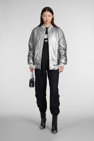 Shop Iro Morel Bomber In Silver Wool And Polyester
