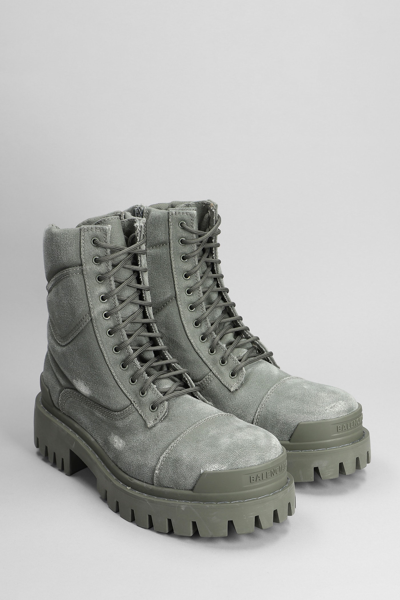 Shop Balenciaga Combat Strike Combat Boots In Khaki Cotton