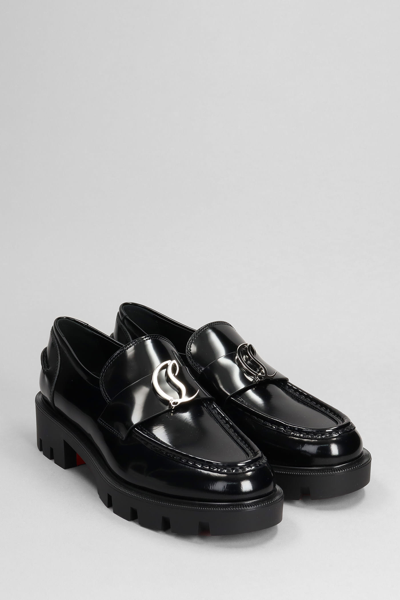 Shop Christian Louboutin Cl Moc Lug Loafers In Black Leather