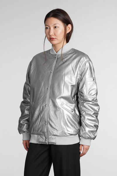 Shop Iro Morel Bomber In Silver Wool And Polyester