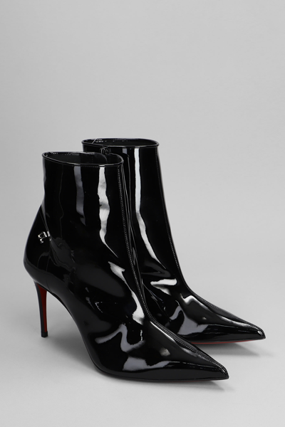 Shop Christian Louboutin Sporty Kate Booty High Heels Ankle Boots In Black Patent Leather