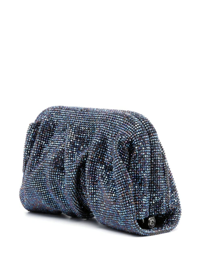 Shop Benedetta Bruzziches Venus La Petite Blue Clutch Bag In Fabric With Allover Crystals Woman