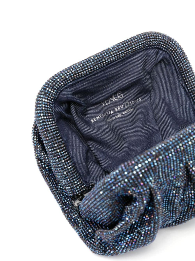 Shop Benedetta Bruzziches Venus La Petite Blue Clutch Bag In Fabric With Allover Crystals Woman