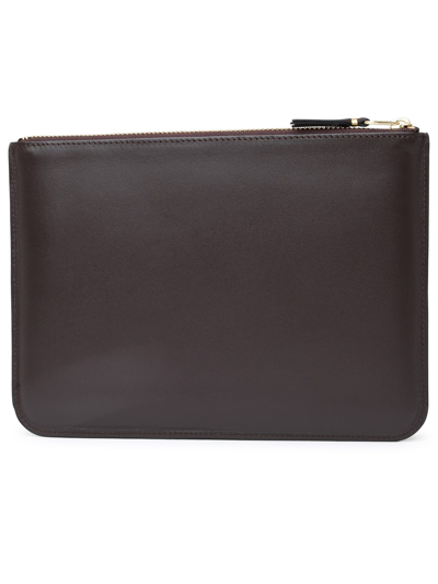 Shop Comme Des Garçons Flat Bag In Brown Leather
