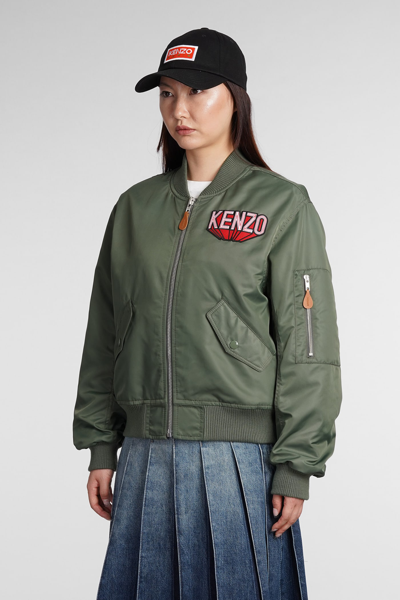 Shop Kenzo Casual Jacket In Green Polyamide