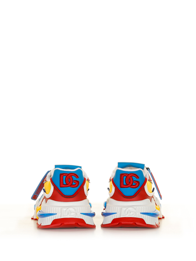 Shop Dolce & Gabbana Airmaster Sneaker In Mix Materials In Bianco Azzurro Rosso Giallo