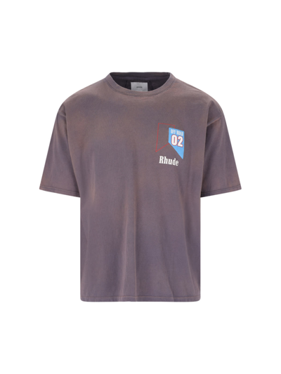 Shop Rhude T-shirt In Grey