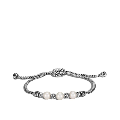 Shop John Hardy Pearl Pull-through Station Bracelet - Bb900008xm-l In Silver-tone