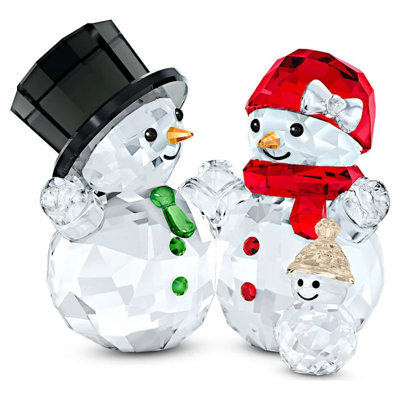 Shop Swarovski Crystal Joyful Ornaments Snowman Family In Multicolored