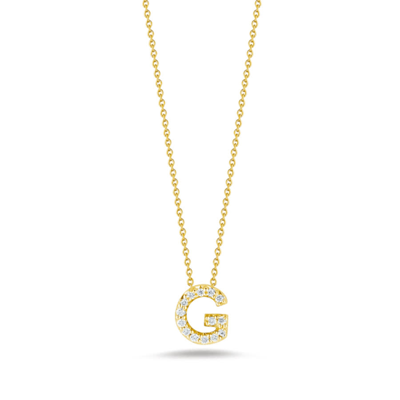 Shop Roberto Coin 18k Yellow Gold 0.06ct Diamond Tiny Treasures Letter "g" Necklace - 001634aychxg In Yellow, Gold-tone