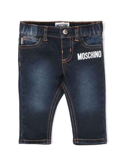 Shop Moschino Jeans Blu In Denim Di Cotone Stretch Baby Boy
