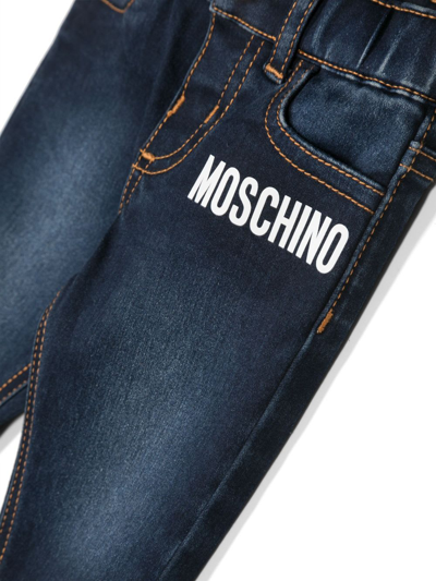 Shop Moschino Jeans Blu In Denim Di Cotone Stretch Baby Boy