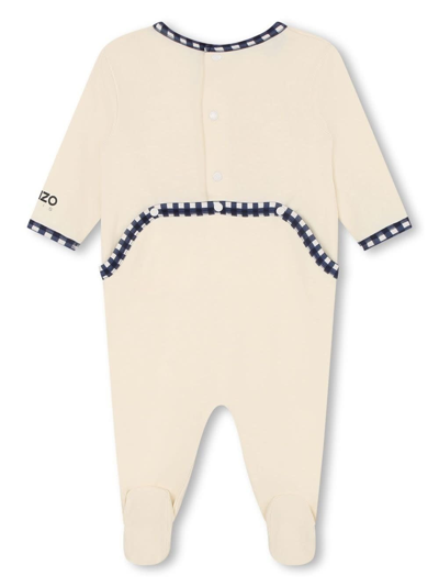 Shop Kenzo Set Of Two Pajamas With Embroidery In Cream