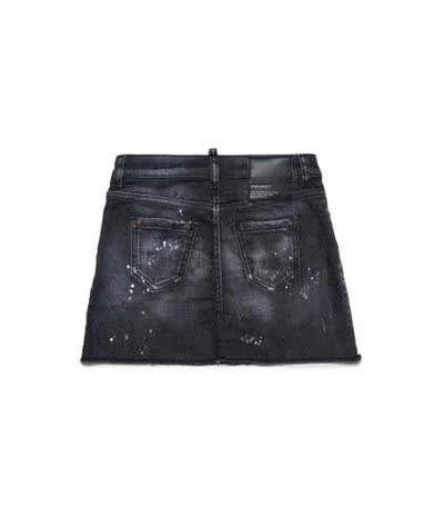 Shop Dsquared2 Ripped Denim Skirt In Black