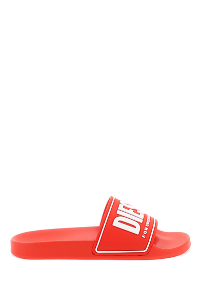 Shop Diesel Sa-mayemi Cc Slides In Red White (red)