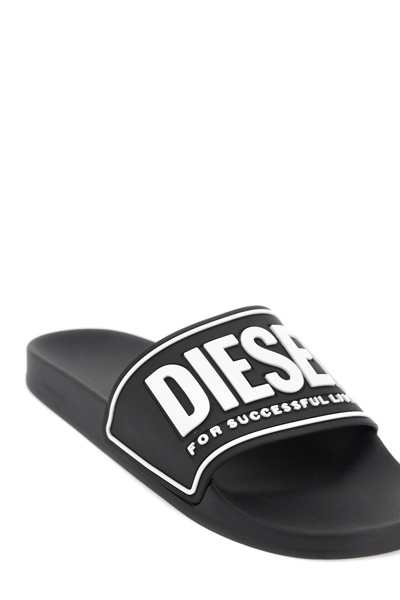 Shop Diesel Sa-mayemi Cc Slides In Black White (white)