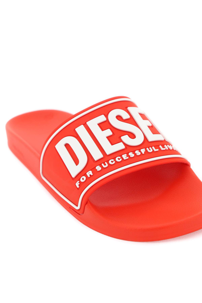 Shop Diesel Sa-mayemi Cc Slides In Red White (red)