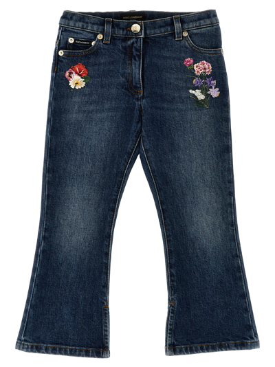 Shop Dolce & Gabbana Embroidery Jeans In Blue