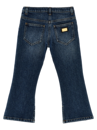 Dolce & Gabbana Rose Floral-embroidered Jeans In Blue
