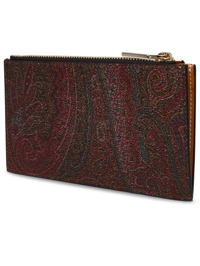 Shop Etro Brown Cotton Blend Paisley Cardholder