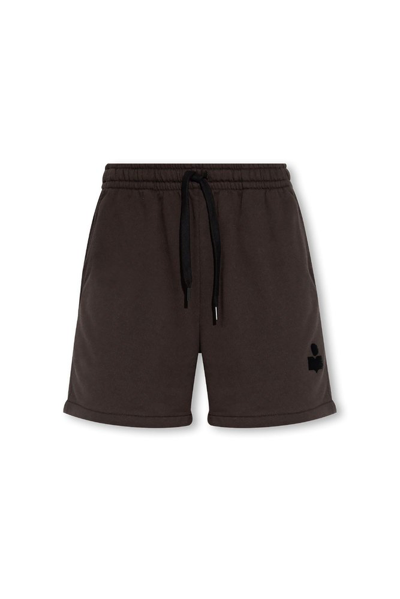 Shop Isabel Marant Étoile Logo Detailed Drawstring Shorts In Black