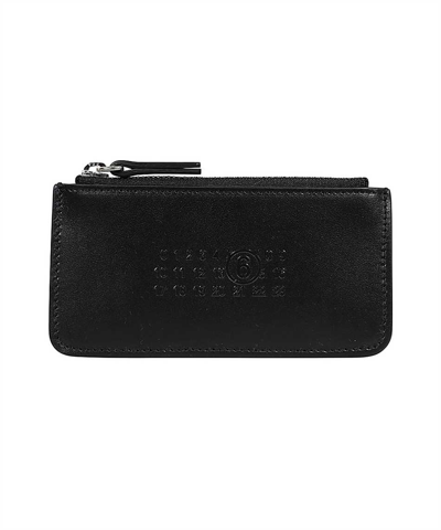 Shop Mm6 Maison Margiela Label Zip Card Holder In Black