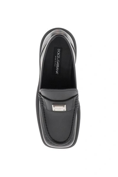 Shop Dolce & Gabbana Leather Mocassins In Black