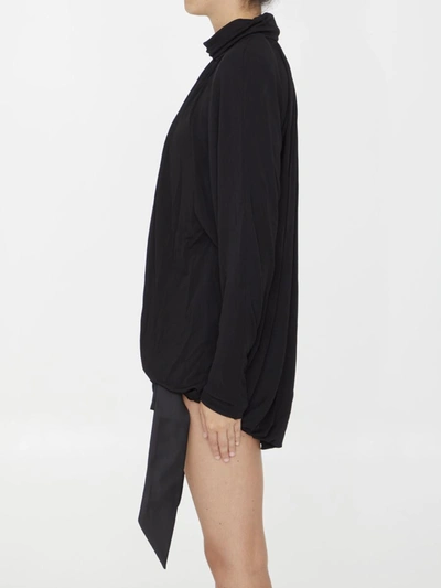 Shop Saint Laurent Draped Jersey Dress In Black