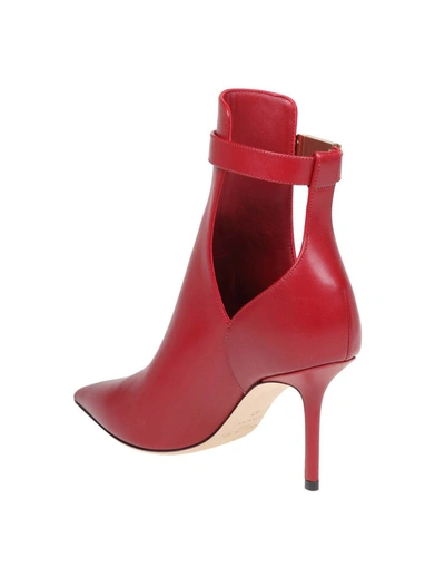 Shop Jimmy Choo Leather Ankle Boot In Bordeaux