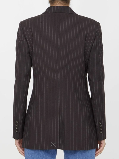 Shop Dolce & Gabbana Pinstriped Wool Jacket In Brown