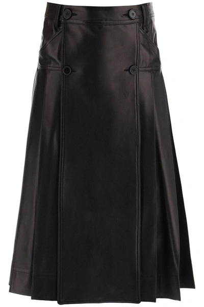 Shop Simone Rocha Pleated Nappa Leather Kilt In Black