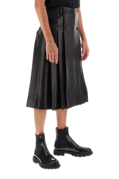 Shop Simone Rocha Pleated Nappa Leather Kilt In Black