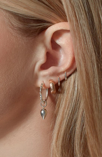 Shop Monica Vinader Fiji Skinny Diamond Huggie Hoop Earrings In Rose Gold