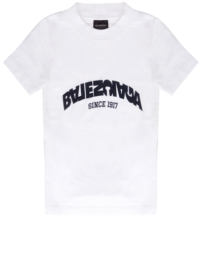 Shop Balenciaga Back Flip Logo Tshirt In White