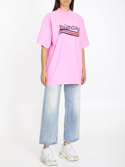 Balenciaga Women's Logo Printed Crewneck T Shirt In Pink