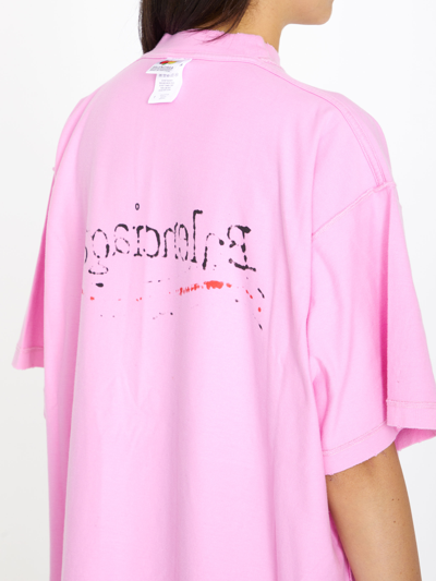 Balenciaga Women's Logo Printed Crewneck T Shirt In Pink