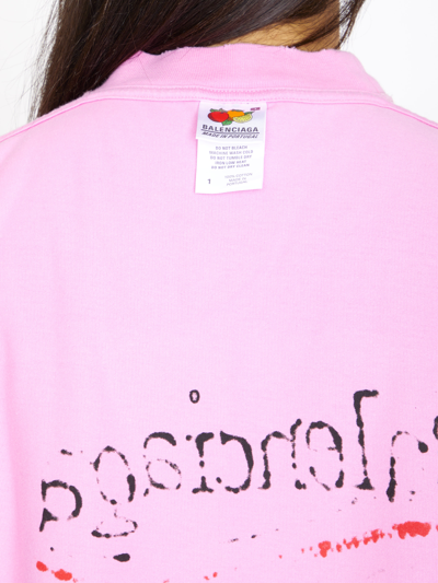 Balenciaga Women's Logo Printed Crewneck T Shirt In Pink