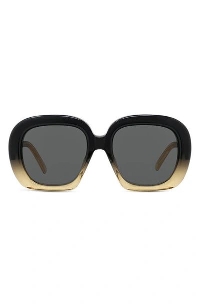 Shop Loewe Curvy 53mm Square Sunglasses In Dark Brown / Smoke Black