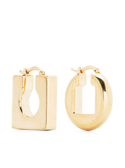 Shop Jacquemus Gold-tone Les Boucles Rond Carré Hoop Earrings