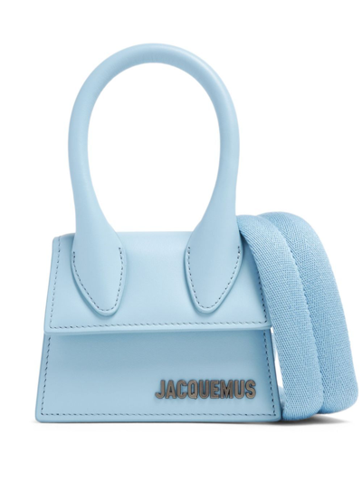 Shop Jacquemus Blue Le Chiquito Homme Leather Top Handle Bag